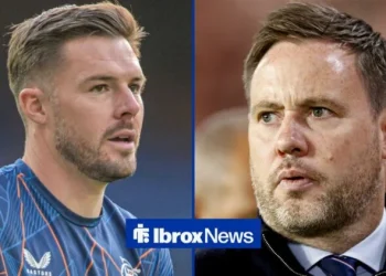 HERE WE GO: Michael Beale and Jack Butland react as Rangers announce brand new contract.